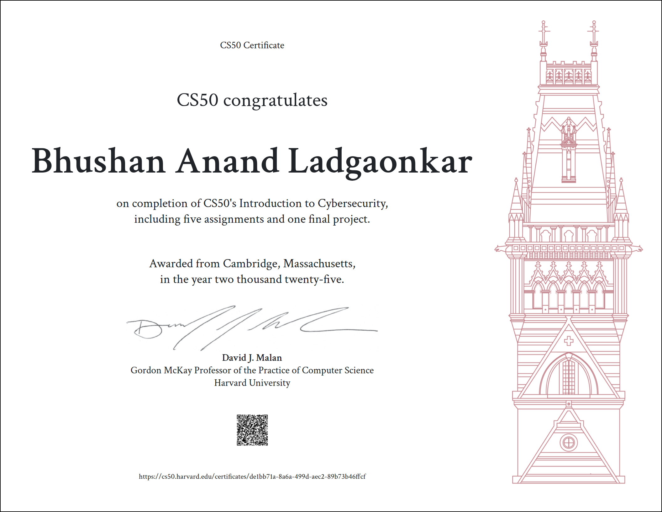 CS50 Cybersecurity Certificate