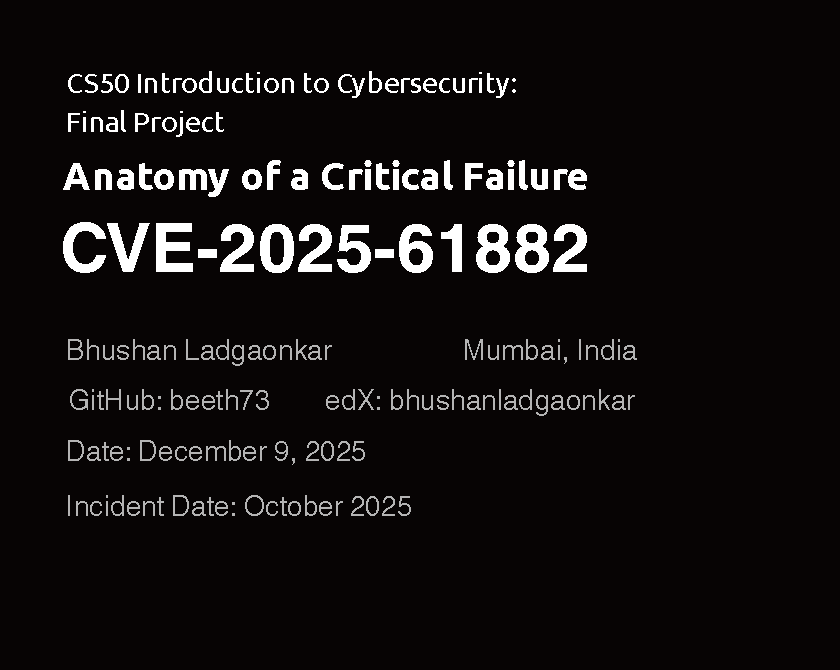 CS50 Introduction to Cybersecurity: Final Project ; Anatomy of a Critical Failure CVE-2025-61882